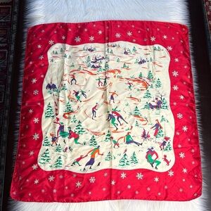 GAP Vintage 80’s Red Silk Ice Skating Square Scarf